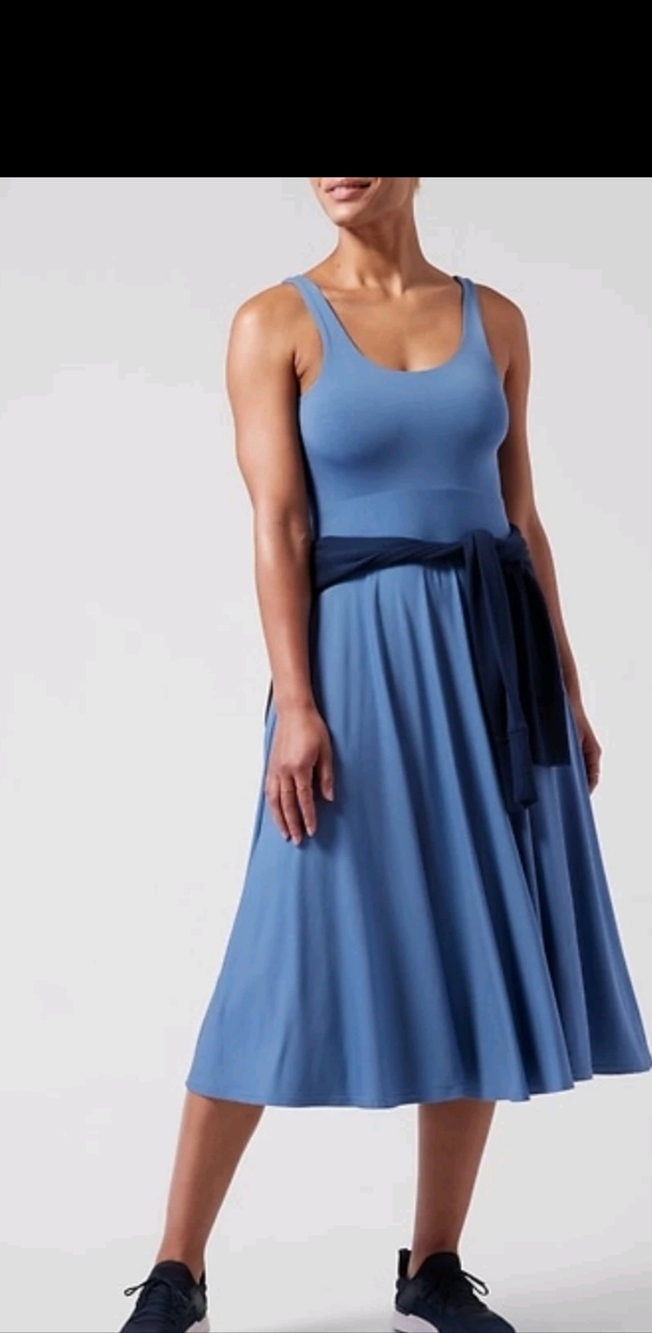 ATHLETA Santorini Midi Dress | Cottage Blue Size Medium